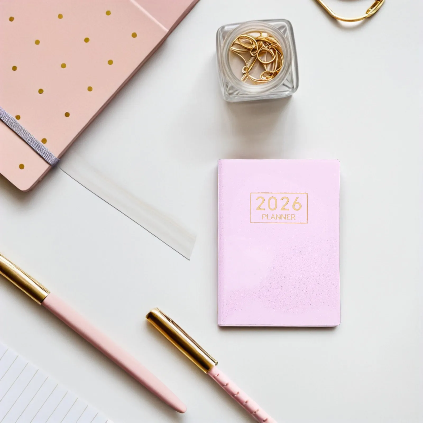 A7 Size 2026 Compact Mini PU Cover Pocket Planner Monthly Weekly Daily Calendar Planner for Purse Portable Monthly Planners