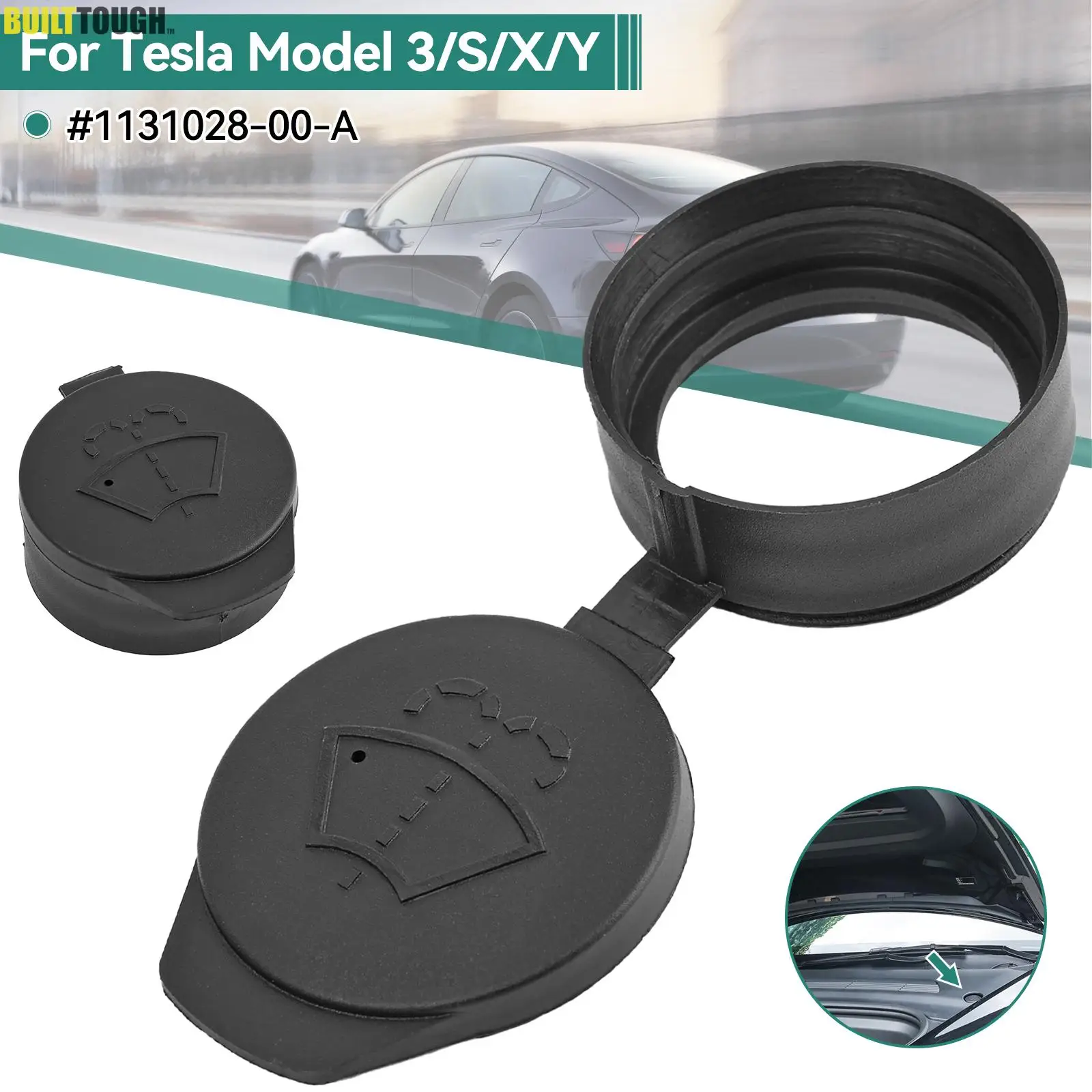 1pc Car Windshield Wiper Washer Fluid Reservoir Lid Cover Hot Tank Bottle Pot Cap For Tesla Model S 3 X Y 2012-2023 1131028-00-A