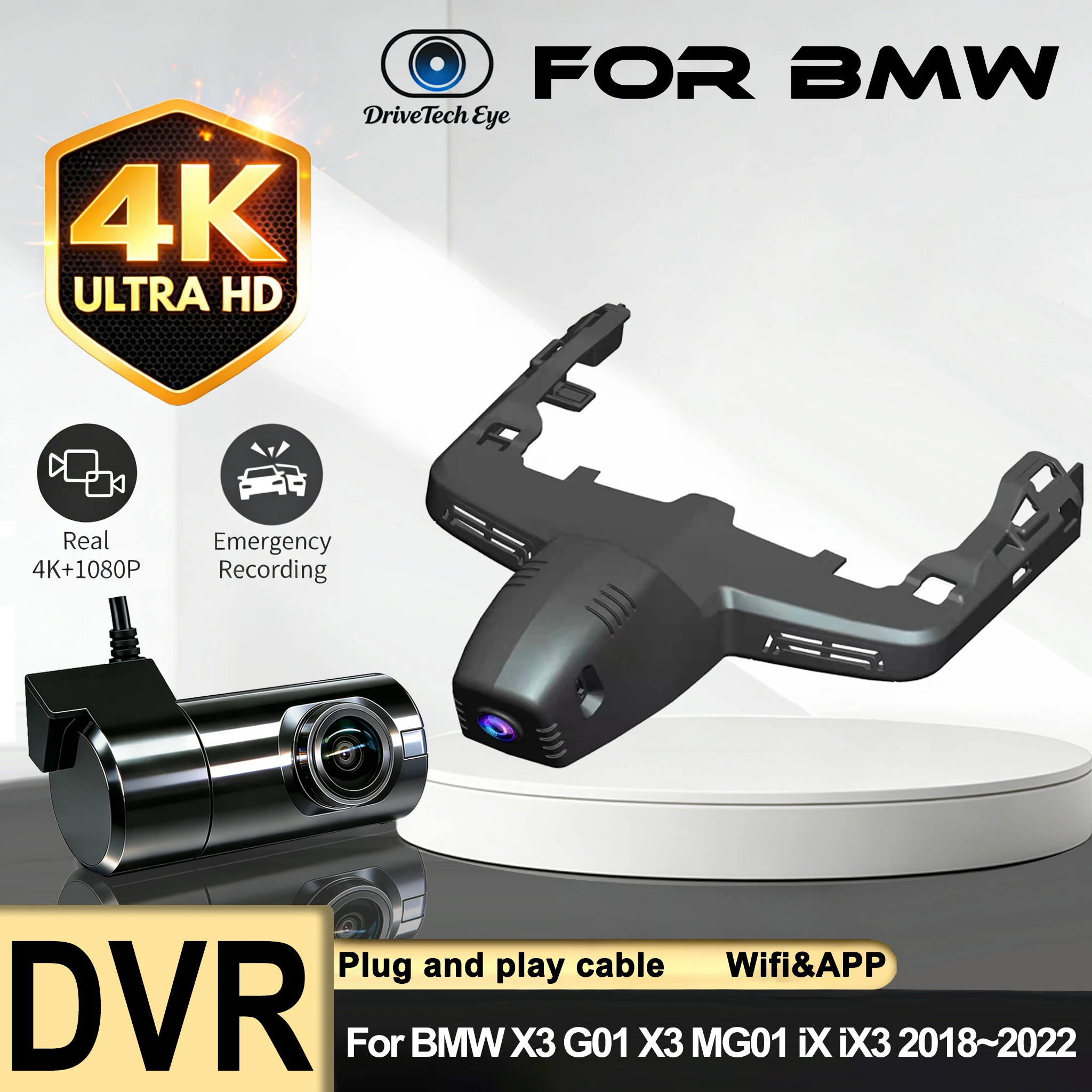 Neu! Auto-DVR für BMW X3 G01 X3 M G01 iX3 iX 2022 2021 2020 2019 2018 E83 F25 F97 G08 Dashcam 4K 2160P Autozubehör Armaturenbrett-Kamera