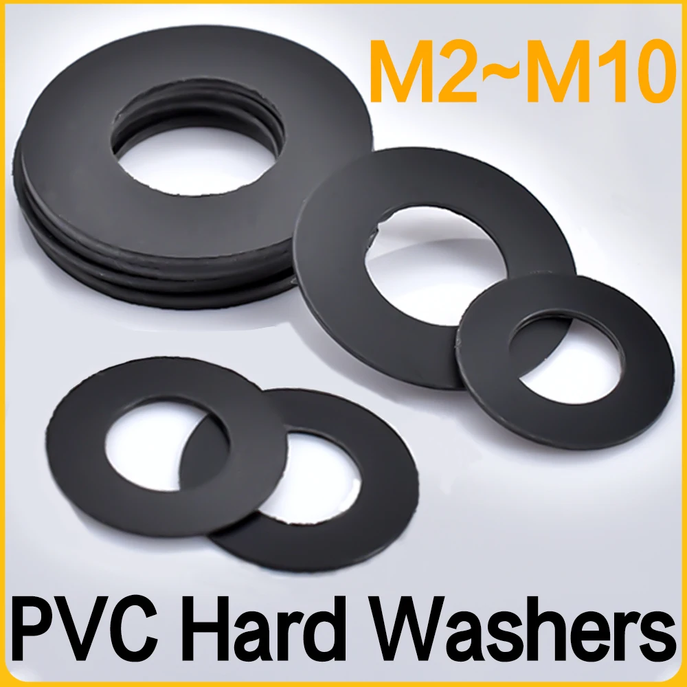 80~240Pieces PVC Hard Washer Black  Round Flat Washers M2~M10 Plastic Shock-proof And Leak-proof Hard Tightness Insulate Gaskets