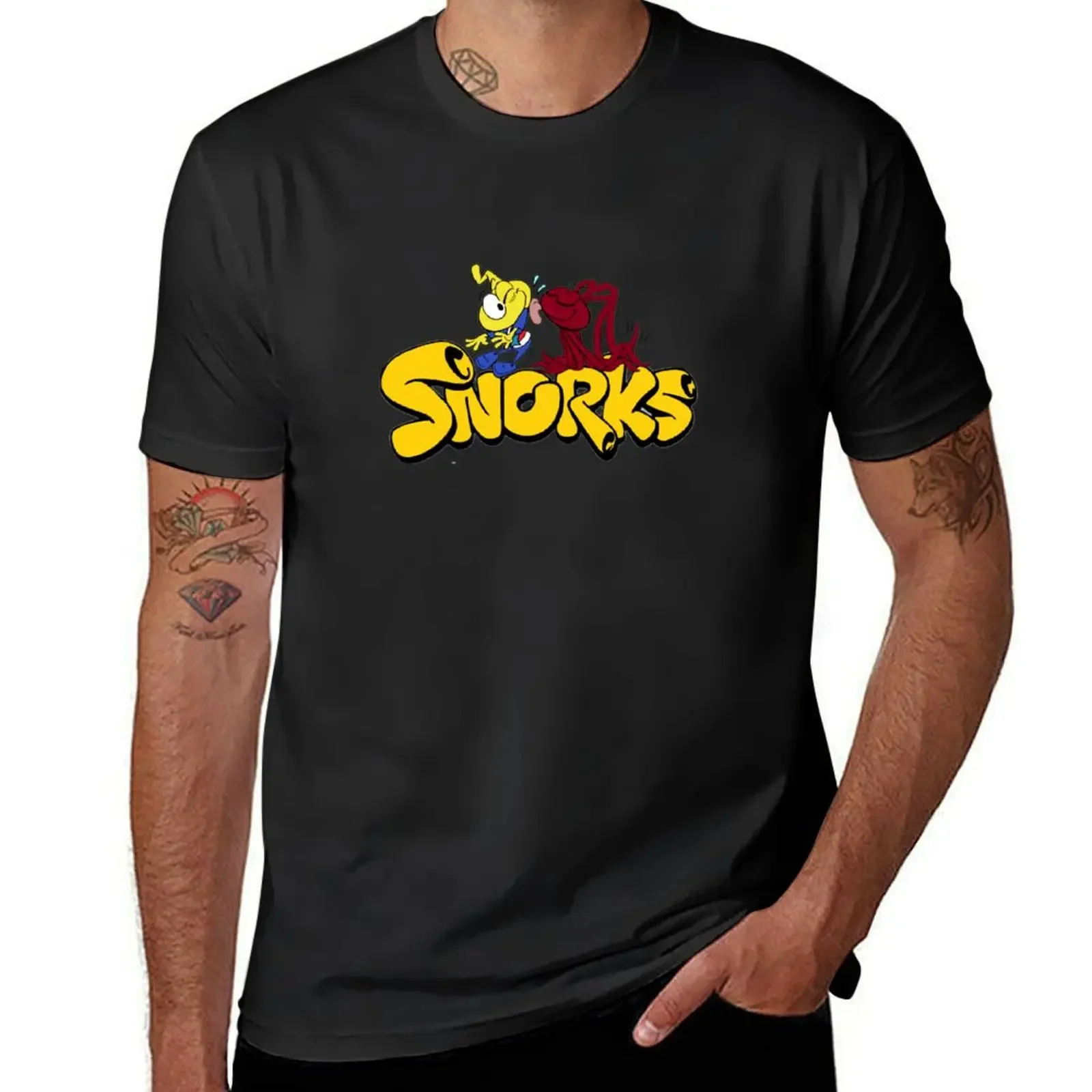 Snorks Logo with Occy and Allstar Seaworthy - ORIGINAL DRAWN by SillyFun.redbubble.com T-Shirt oversizeds mens cotton t shirts