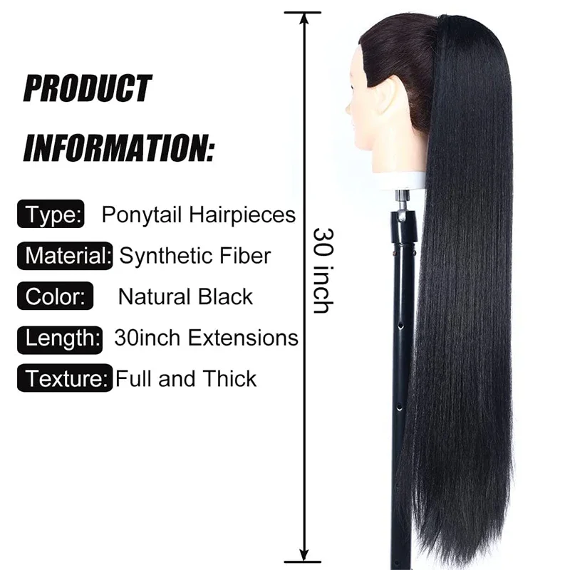 Long Straight Drawstring Ponytail Extension for Women Black Red  Pony Tails Synthetic Natural Clip in Ponytail Hair Extensions
