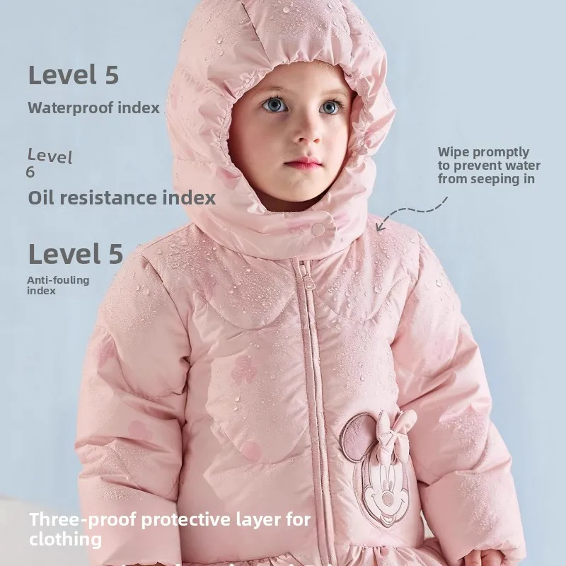 معطف ديزني ديف آند بيلا للفتيات بغطاء للرأس 2025، سترة شتوية سميكة مقاومة للأثقال #3