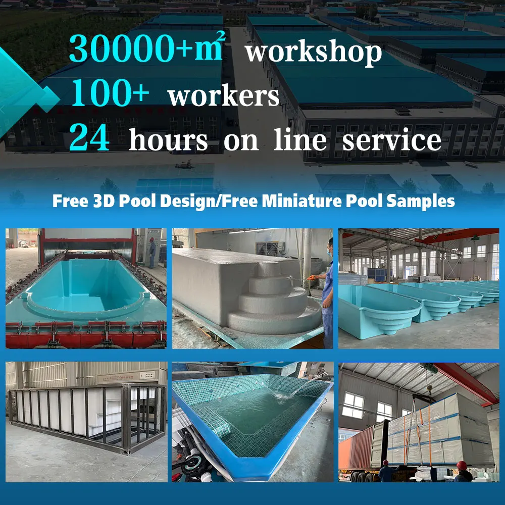 Fiberglas-Spa für Erwachsene und Kinder, rechteckig, 20 Fuß tief, 40 Fuß, 20 Fuß, Outdoor-Behälter, Pool-Werkzeuge und Zubehör