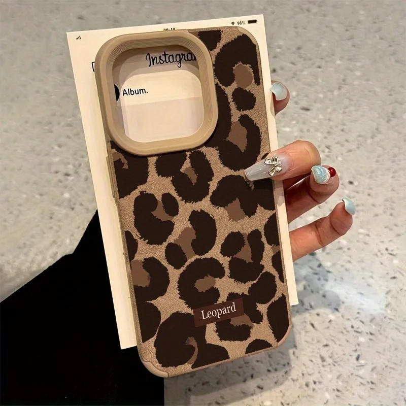 Halloween New Brown Leopard Print Phone Case for iPhone 17 16 15 14 13 12 11 Pro Max 16 15 Plus 17 AirXS XR  Faux Leather Cover view 4