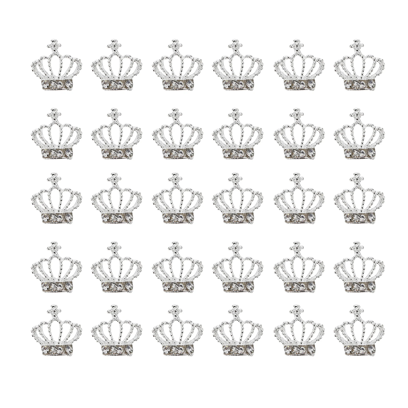 

30pcs Decorations Glass Charms Shaped Alloy for Christmas Salon Use Nail Art Sticker Crown