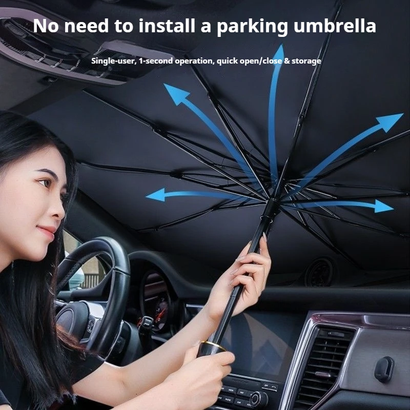 Multi Purpose Car Front Windshield Sunshade Summer Sun Shading Board Foldable 12 Layer Thick Titanium Silver Sunshade Umbrella