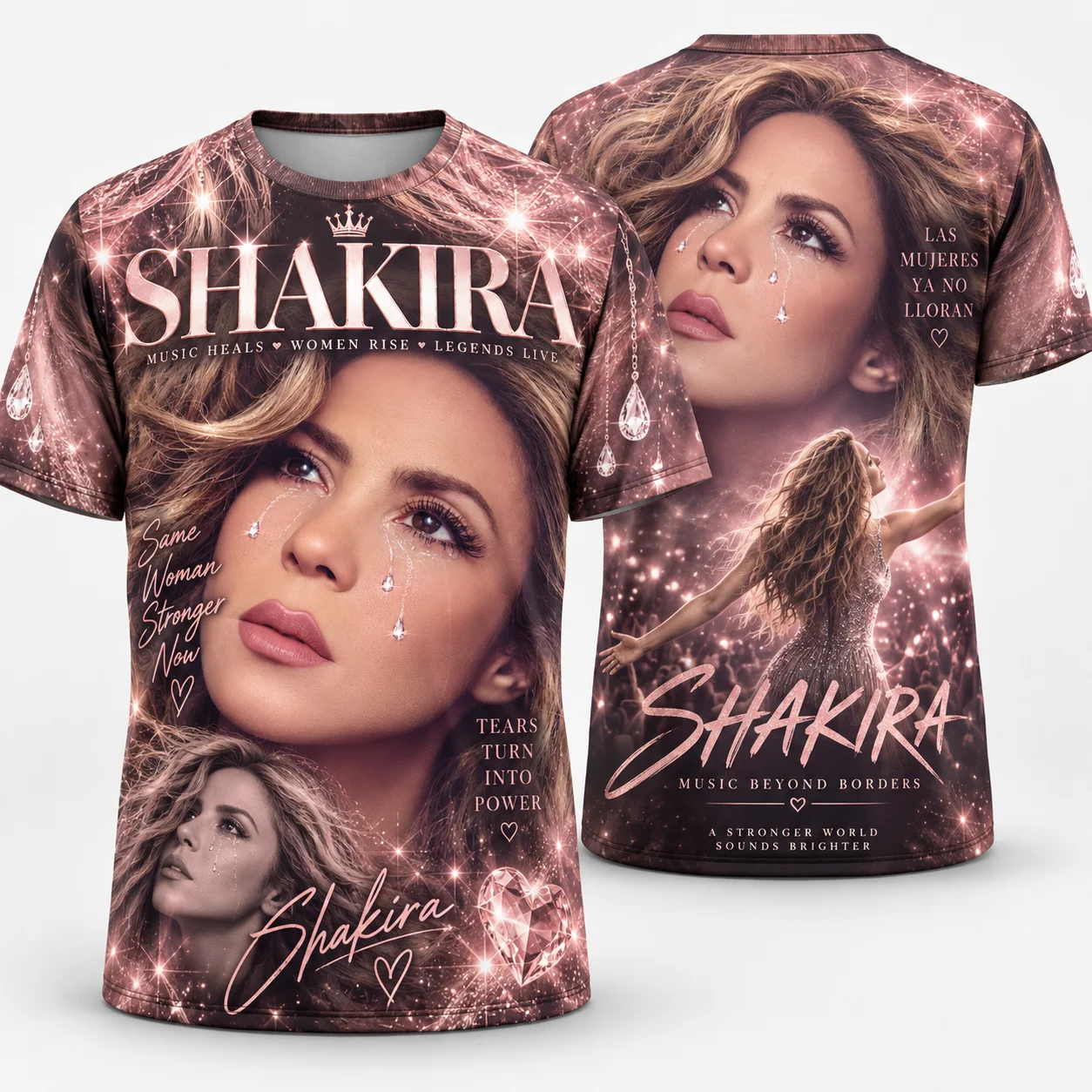 Women's Short-Sleeved T-Shirts Shakira Portrait Front Back Print T Shirt, Retro Latin Music Star Tee Harajuku Men's T-shirt Y2k