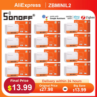 SONOFF ZBMINI L2 Zigbee Smart Switch Mini L2 Zigbee Zbminil2 No Neutral Wire Two-Way Control Required 1-Gang Alexa Google Home