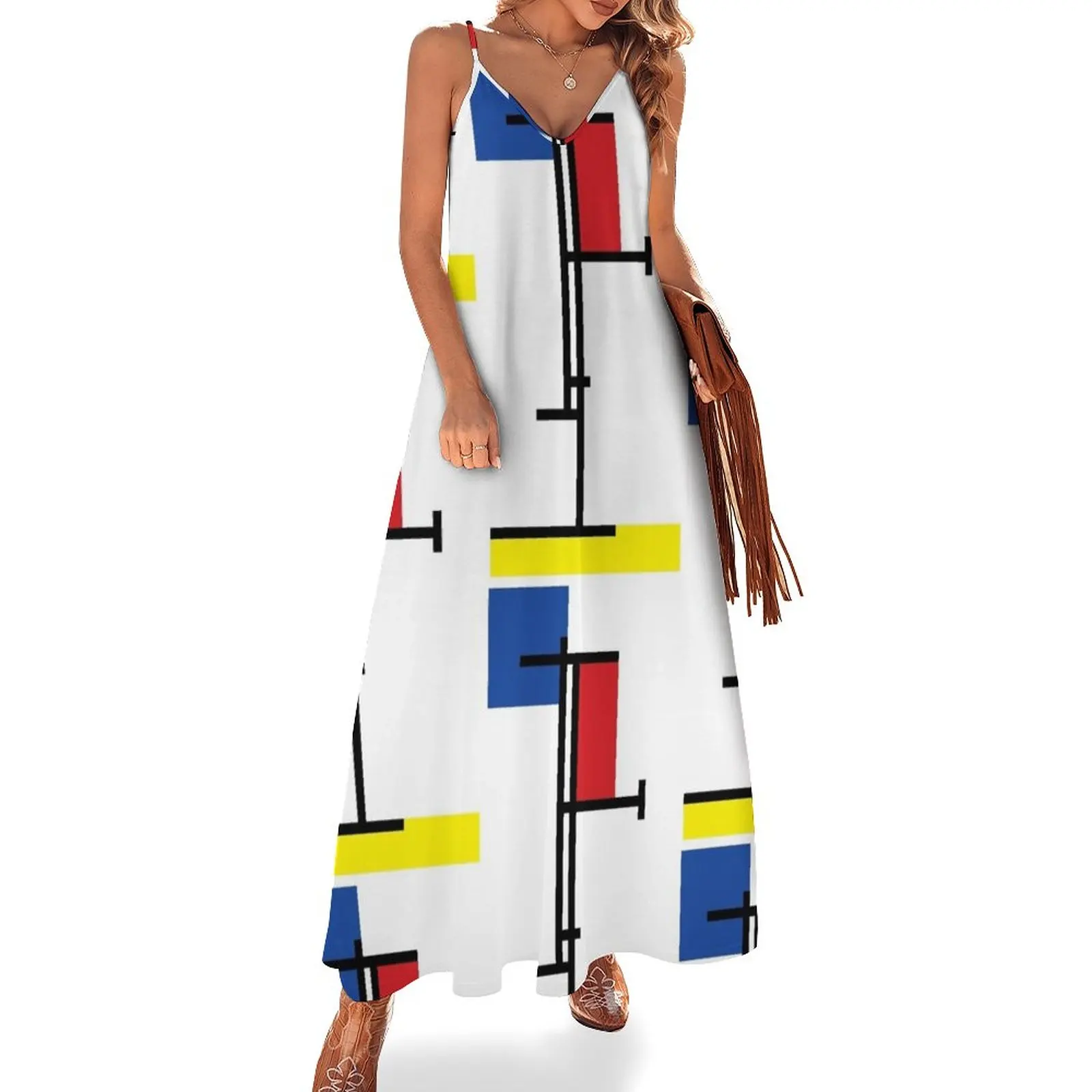 

Mondrian минималистский стиль современного искусства III Платье без рукавов fatfatin, женские вечерние платья, платья, женская одежда