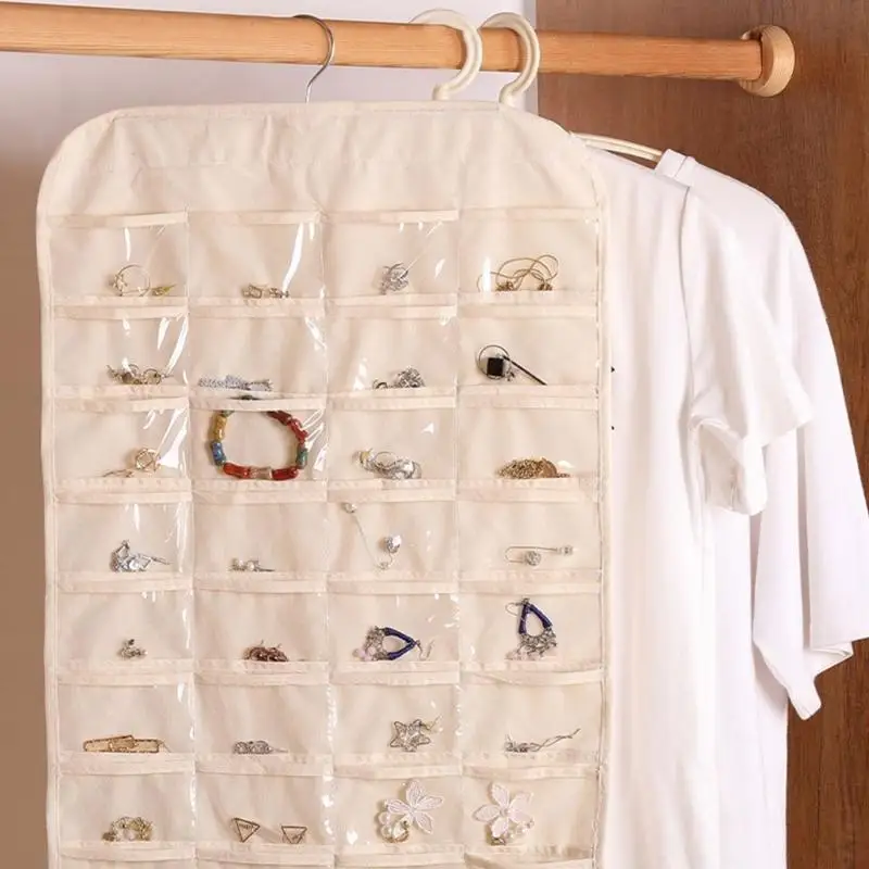 

A52E 80-grid Jewelry Storage Finishing Bag Sundry Storage Double-sided Storage Artifact Classification Hanging Bag