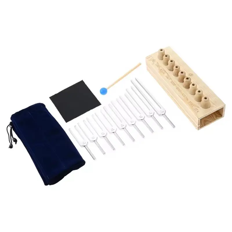 

B48B-For Healing, Meditation, And Therapy 9 Tuning Forks Set 174-963HZ For Sound Bath