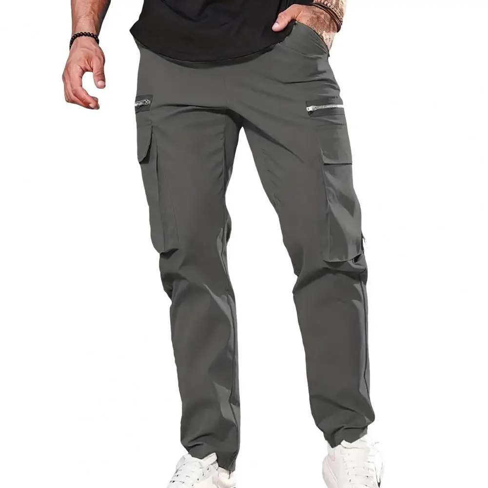 Ergonomic Design Trousers for Men Men Sweatpants Men's Loose Fit Sport Pants with Side Zipper Pockets Drawstring Elastic for Gym