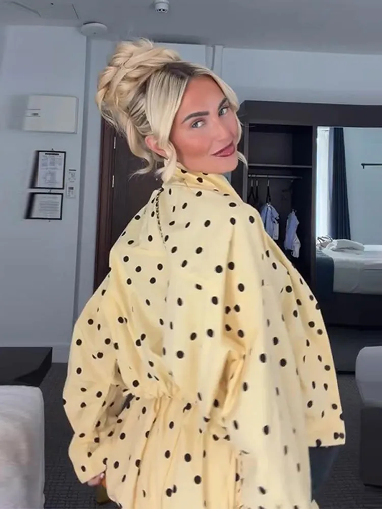 Fashion Women's Pants Set Stand Collar Full Sleeve Coat Slim Shorts Female Polka Dot Sets 2026 Summer Chic New Street Lady Suit - Image 3