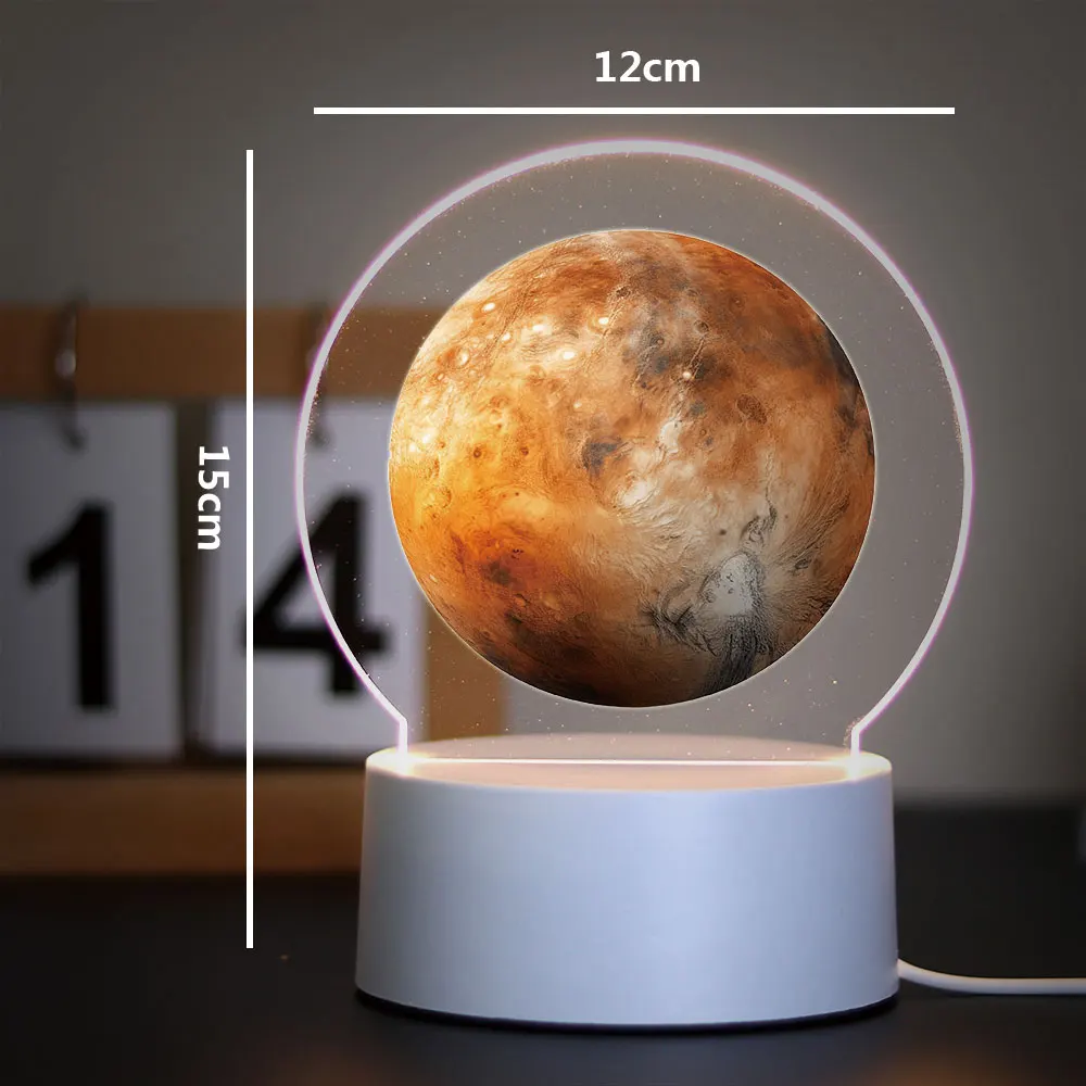 Creative universe planet Night Light Mars Table Bedside Lamp For Home Decor earth model Acrylic lamps Kids Birthday gift