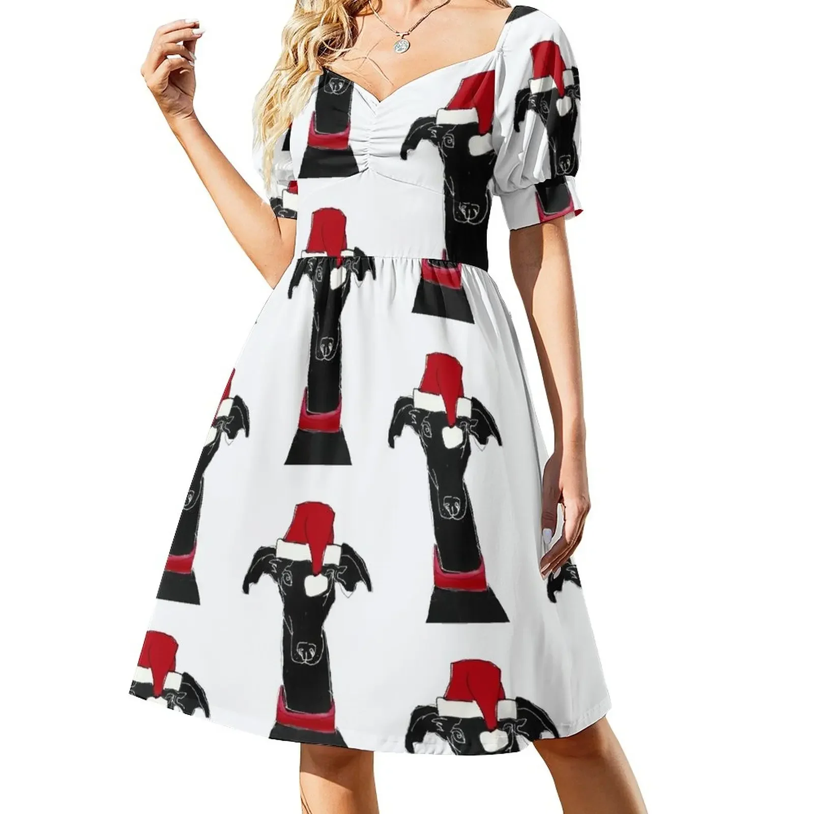 

greyhound xmas Short-Sleeved Dress ladies dresses for special occasion loose summer dress Dress for girls for women