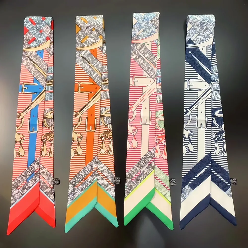 

Retro Bag Scarf Women Luxury Small Silk Scarf 2025 Handbag Ribbon Brand Fashion Hair band Head Scarf Long Skinny Scarf Wholesale