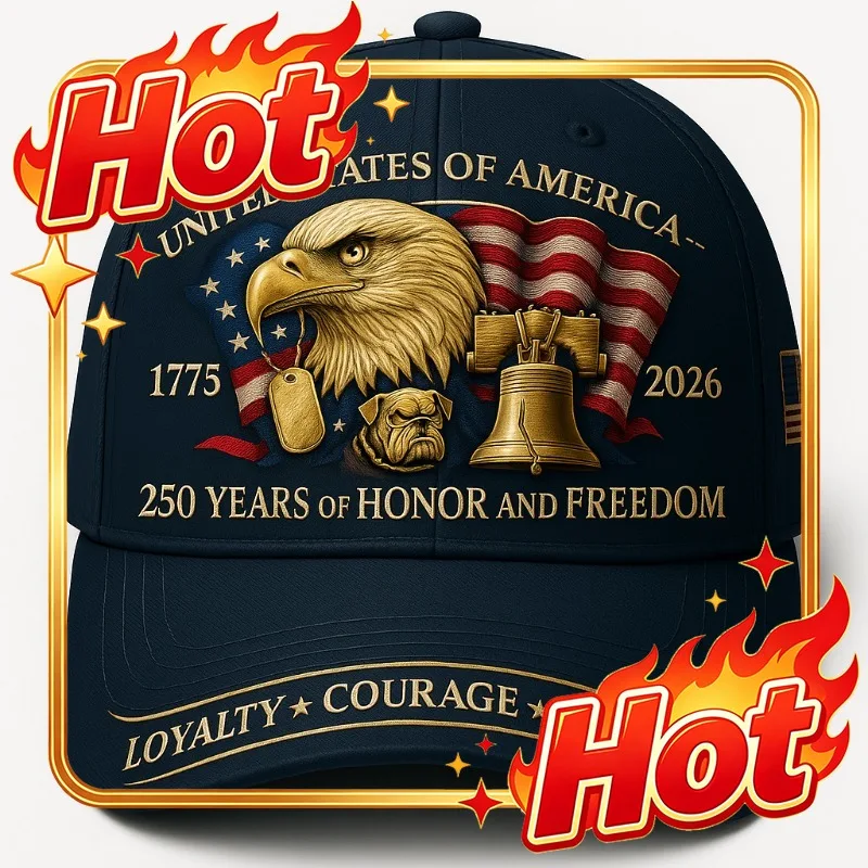 Custom 1776-2026 USA 250th Anniversary Patriotic Cap - Eagle & 50 Stars Flag Design With 250 Years Of Honor & Freedom