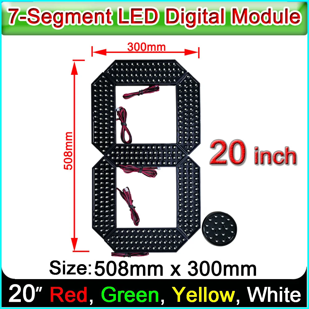 20 Inches 7 Segment LED Digital Module, Red, Yellow, Green, White 4 Color Optional,LED number Oil & Gas Price Screen