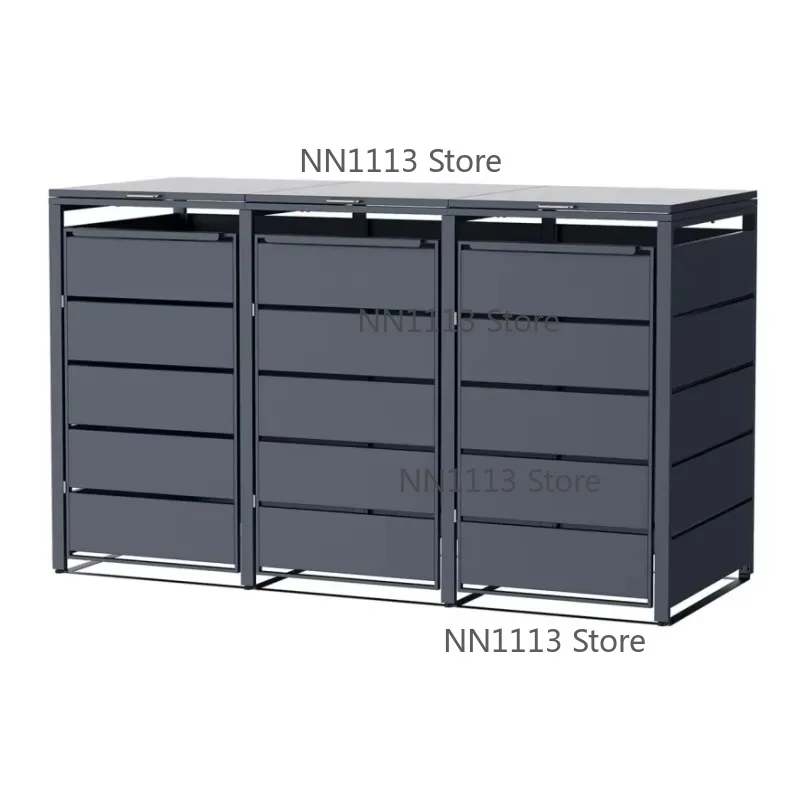Commercial Outdoor Metal Storage Shed Bin Enclosure Cabinet Waste Recycling Center for Garden Park Trash Cans Organization