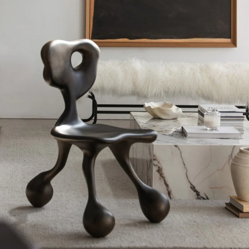 Special-shaped single backrest chair creative casual irregular tripod dining chair