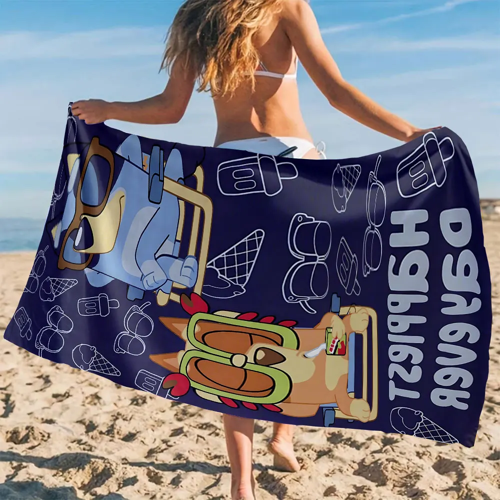 Toalha de Praia B-Bluey-s para o Verão, Toalha de Banho de Microfibra de Secagem Rápida para Natação, Surf e Camping, Unissex
