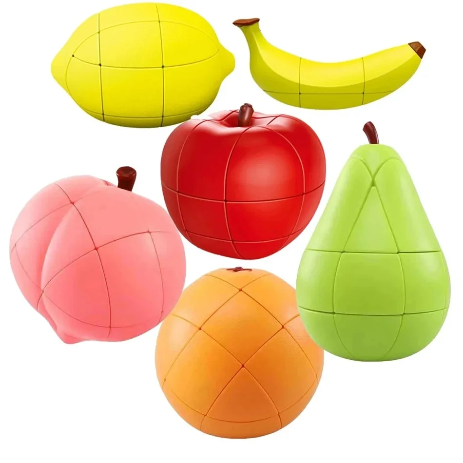 Fanxin Creative Alien Fruit Magic Cube, Cubo Mágico de Frutas, Plátano, Manzana, Limón, Naranja, Pera, Durazno, Rompecabezas, Juguetes para Aliviar el Estrés, Regalos para Niños