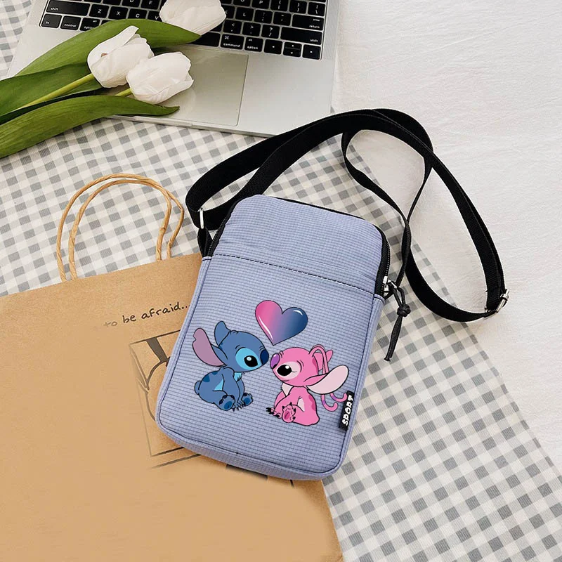 Disney Cartoon Lilo & Stitch Women\'s Shoulder Bag Ladies Canvas Messenger Bag Mini Girls Student Mobile Purse Phone Bag 2024