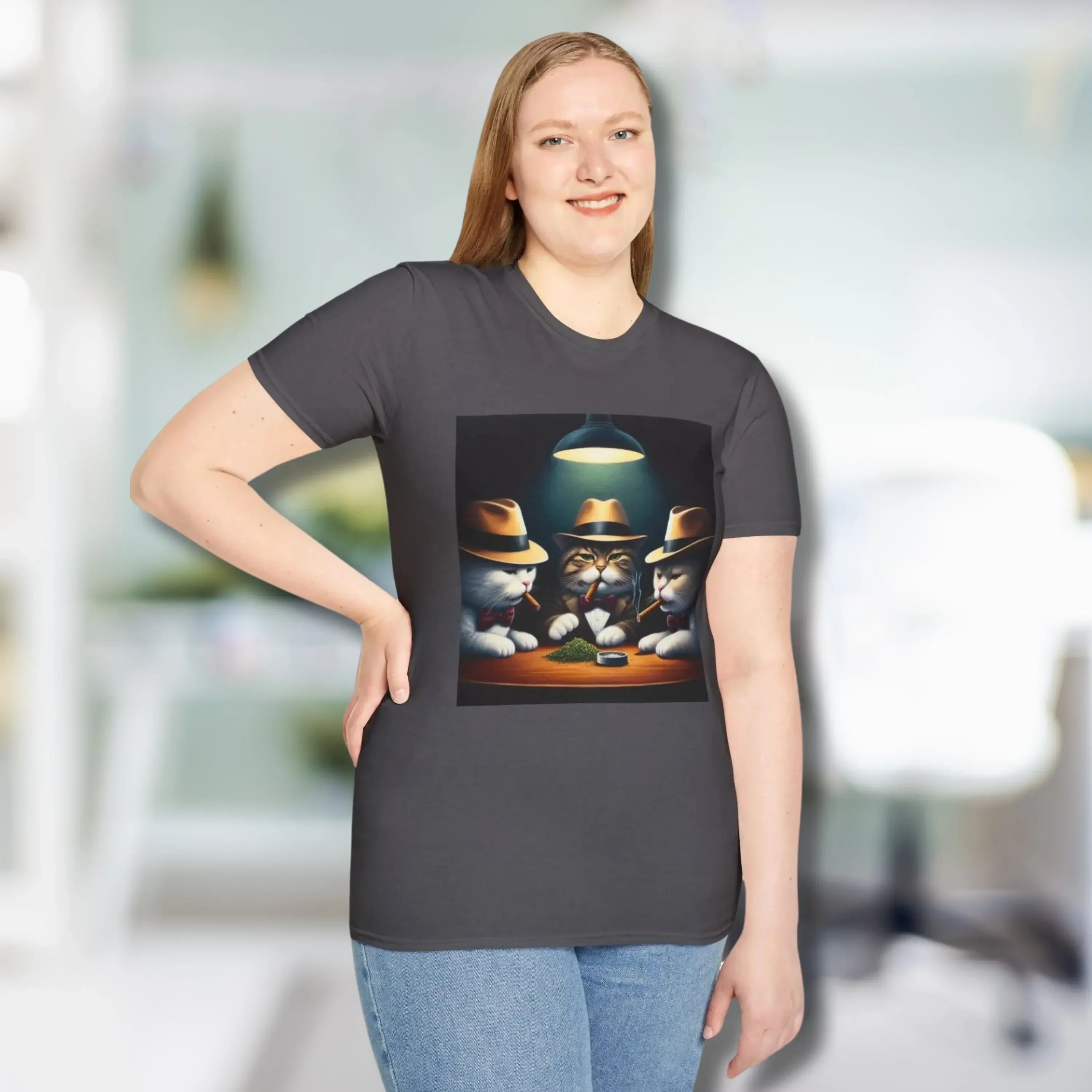 Catnip Party T Shirt Eco Friendly Mobster Cat Cigar Bar Funny Feline Wise Guys Crew Collar Top Retro 1950S Super Soft