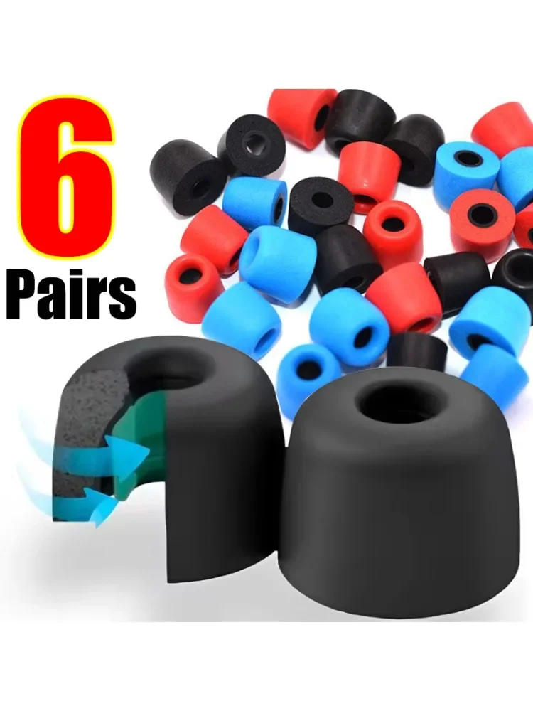 1-6 paires d'écouteurs en mousse à mémoire de forme souple, embouts d'oreille pour écouteurs sans fil, suppression du bruit, embouts de remplacement, bouchons d'oreille 4.5mm