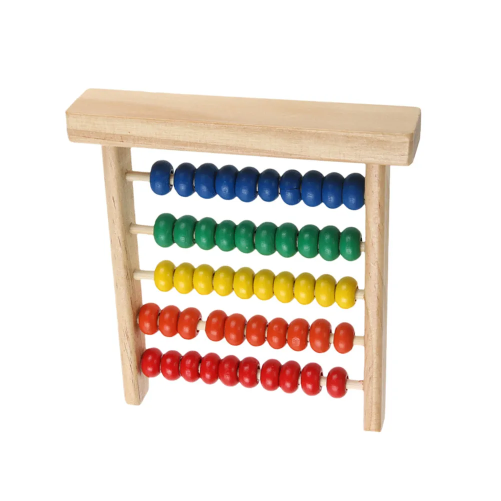 Wooden Abacus Small 5 Rows Bright Colored Beads Early Childhood Educational Learning Counting Frame Intellectual Development