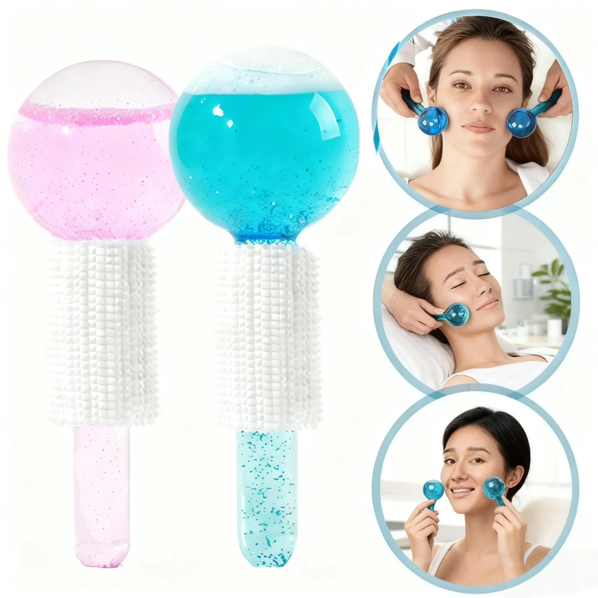 2 Stück Eisgloben-Gesichtsmassagegeräte für Gesicht, Augen, Hals, Gua Sha, Kühlroller, Linderung von Augenringen, Hautpflegegerät, wiederverwendbar – Detail 7