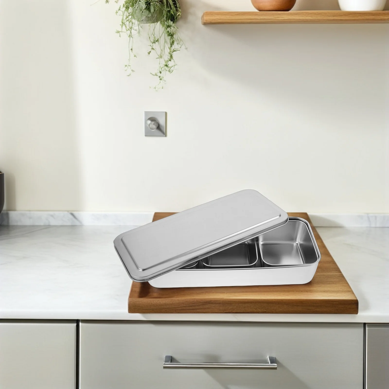 

Stainless Steel Seasoning Box Multi Compartment Lid Spice Container Portable Kitchen Condiment Organizer Seasoning Box Organizer