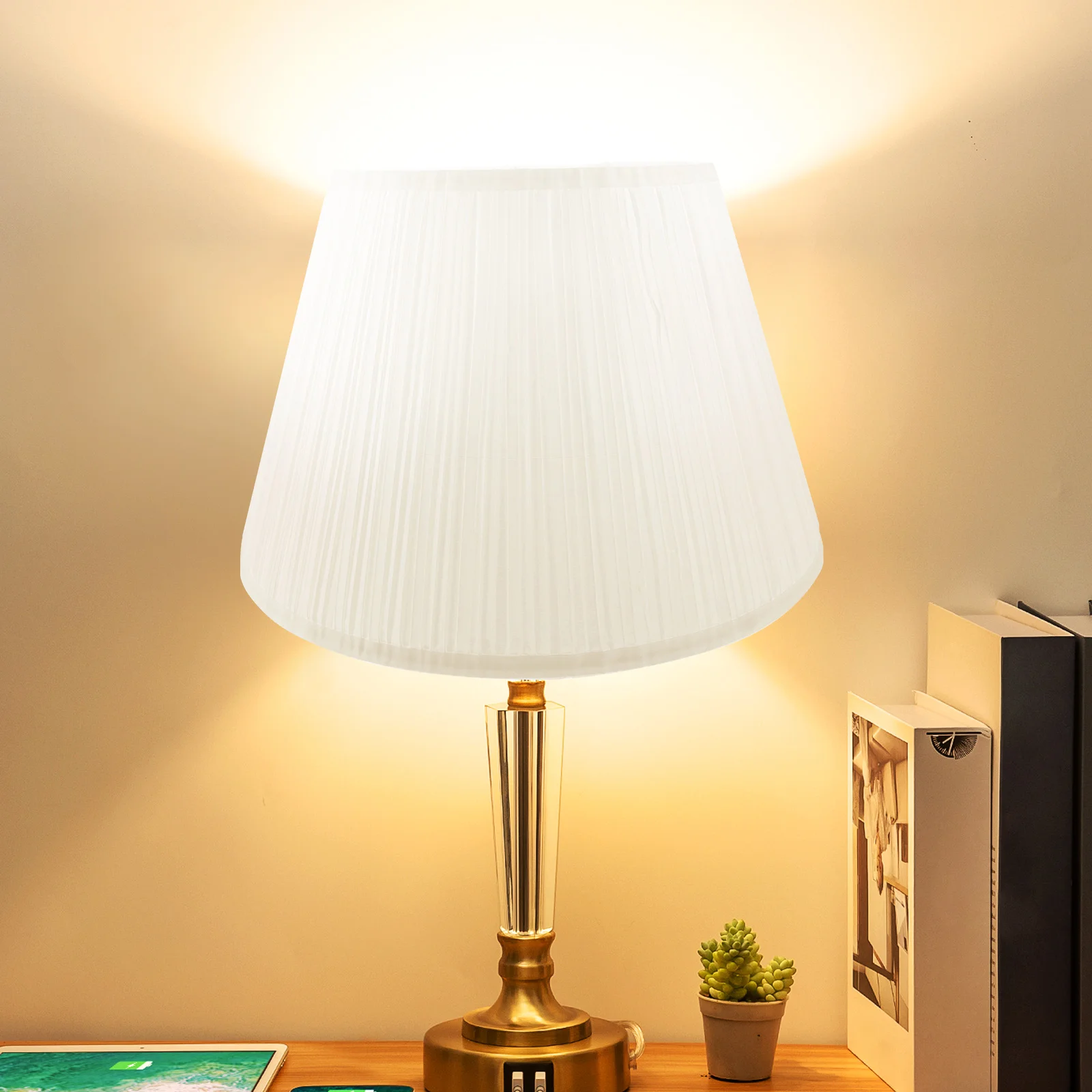 

Semicircular Linen E14 Grey Small Lightweight Fabric Light Shade Table Lampshade Table Desk Cover Bedroom Decor