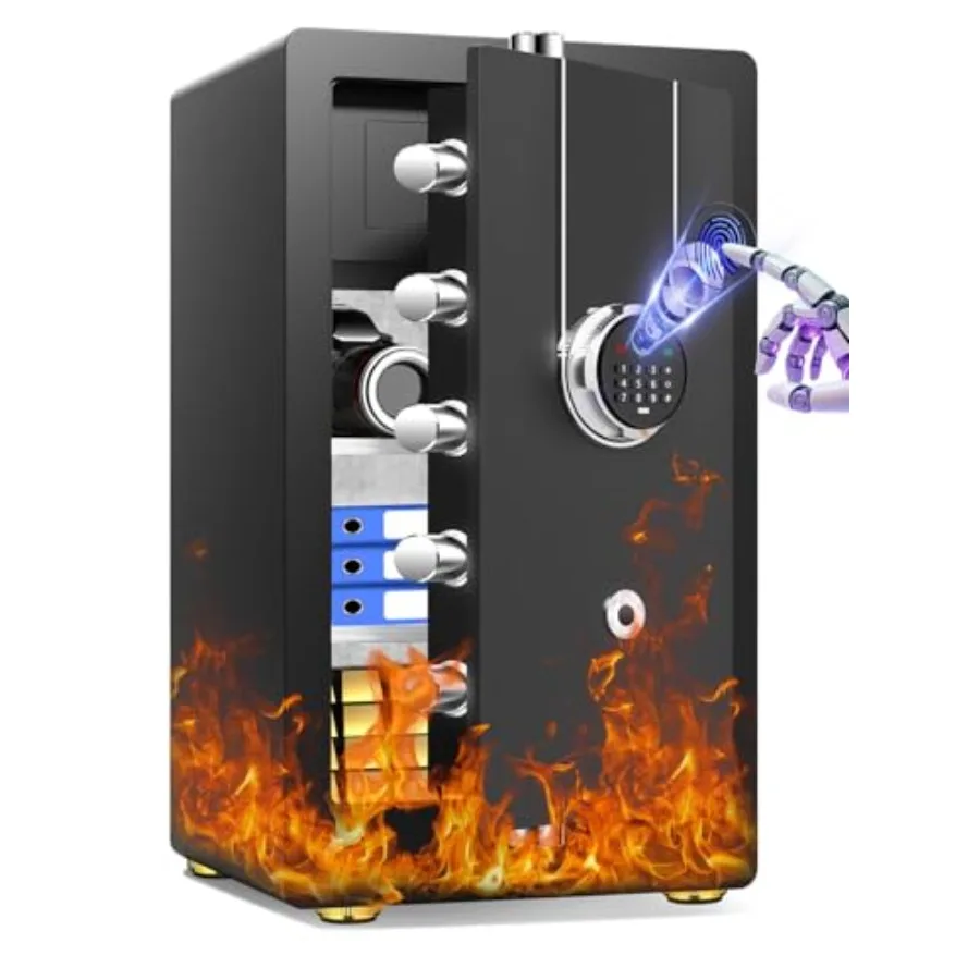 

[2026 Upgraded] [35Min 1700F] Heavy Duty Fireproof Safe, 6.6 Cuft Large Biometric Home Safe for Home Office Documents, Steel Co