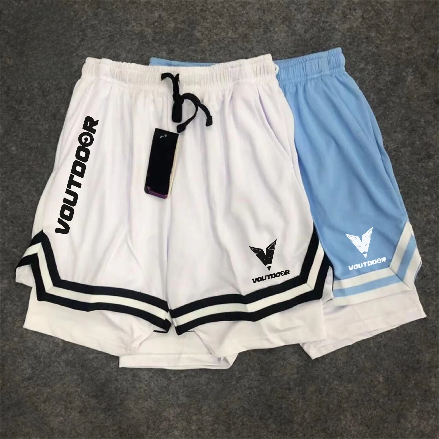 

Мужские тренировочные брюки VOUTDOOR для баскетбола Qui Dry, двухслойные футболки, спортивные летние повседневные брюки, прямые брюки