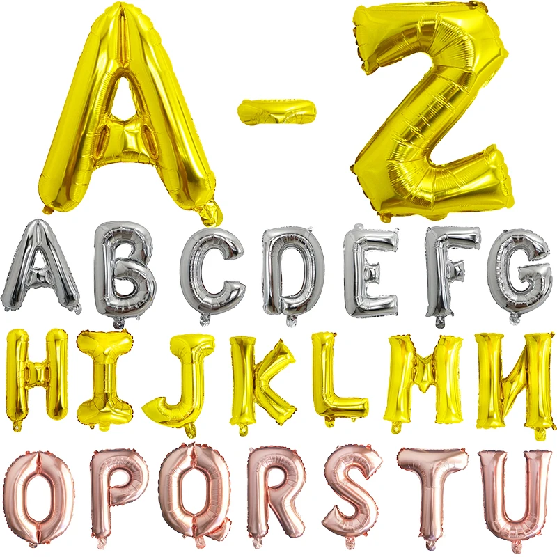 16 32 Inch Foil Letter Balloons A-Z Air Helium Alphabet Balloon Figures Happy Birthday Wedding Decorations Adult Name Baloon