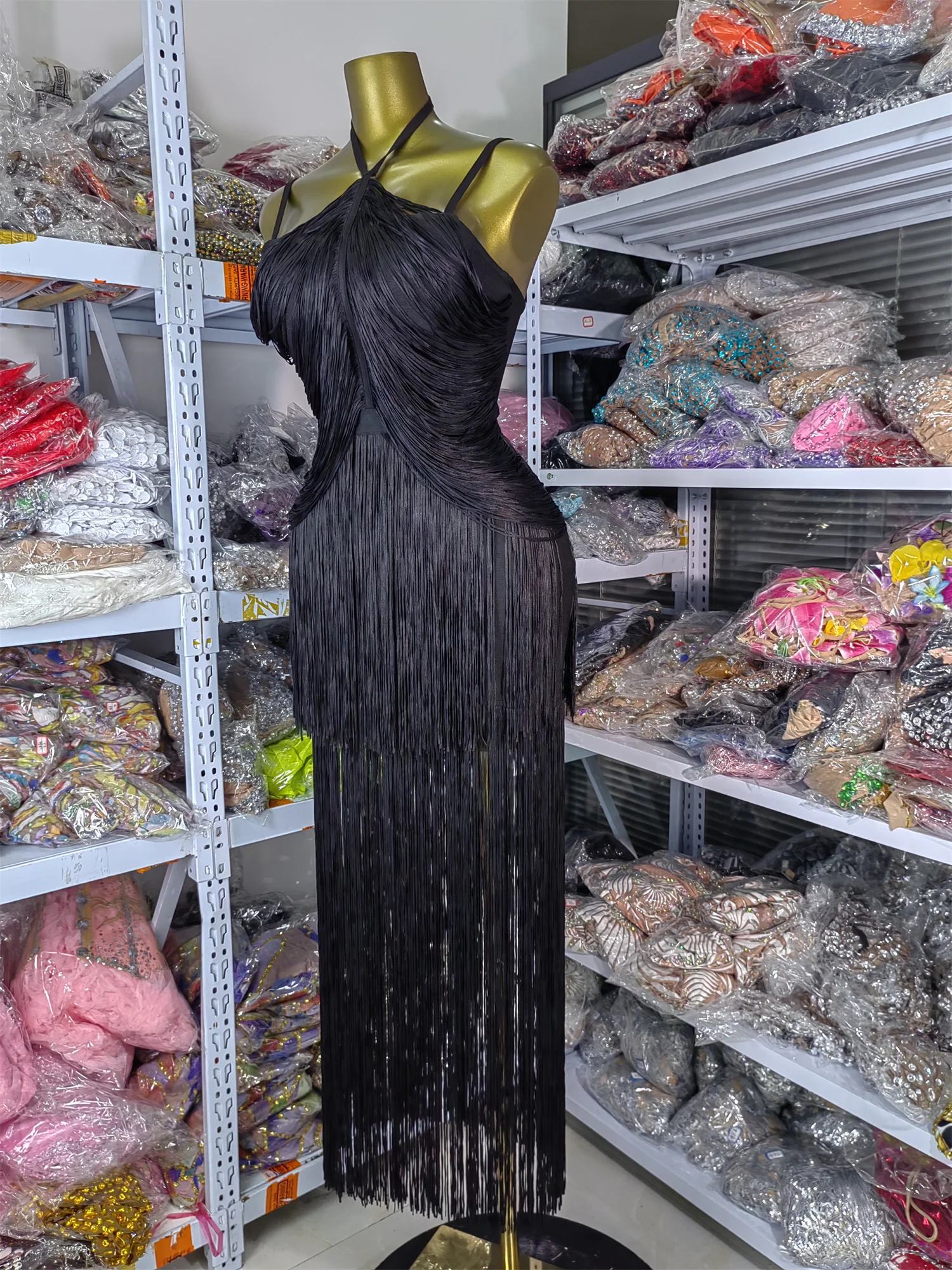 Venda de fábrica feminino convidado vestido de festa de casamento dupla camada franjas bandagem vestido alta elástica celebridade noite vestidos de gala