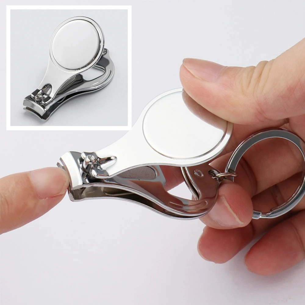 

1Pc Professional Nail Clipper Keychain Opener Foldable Mini Stainless Steel Round Drops Nails Cutter Trimmers with KeyRing