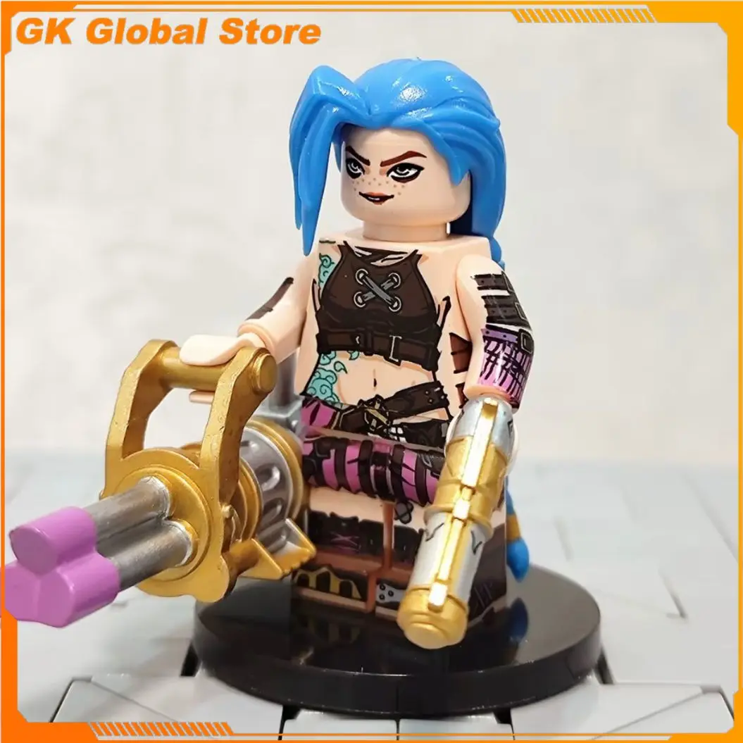 4cm Game Figure Jinx Caitlyn Kiramman Peripheral Model Assembling Building Blocks Decoration Ornaments Puzzle Birthday Gift Toys
