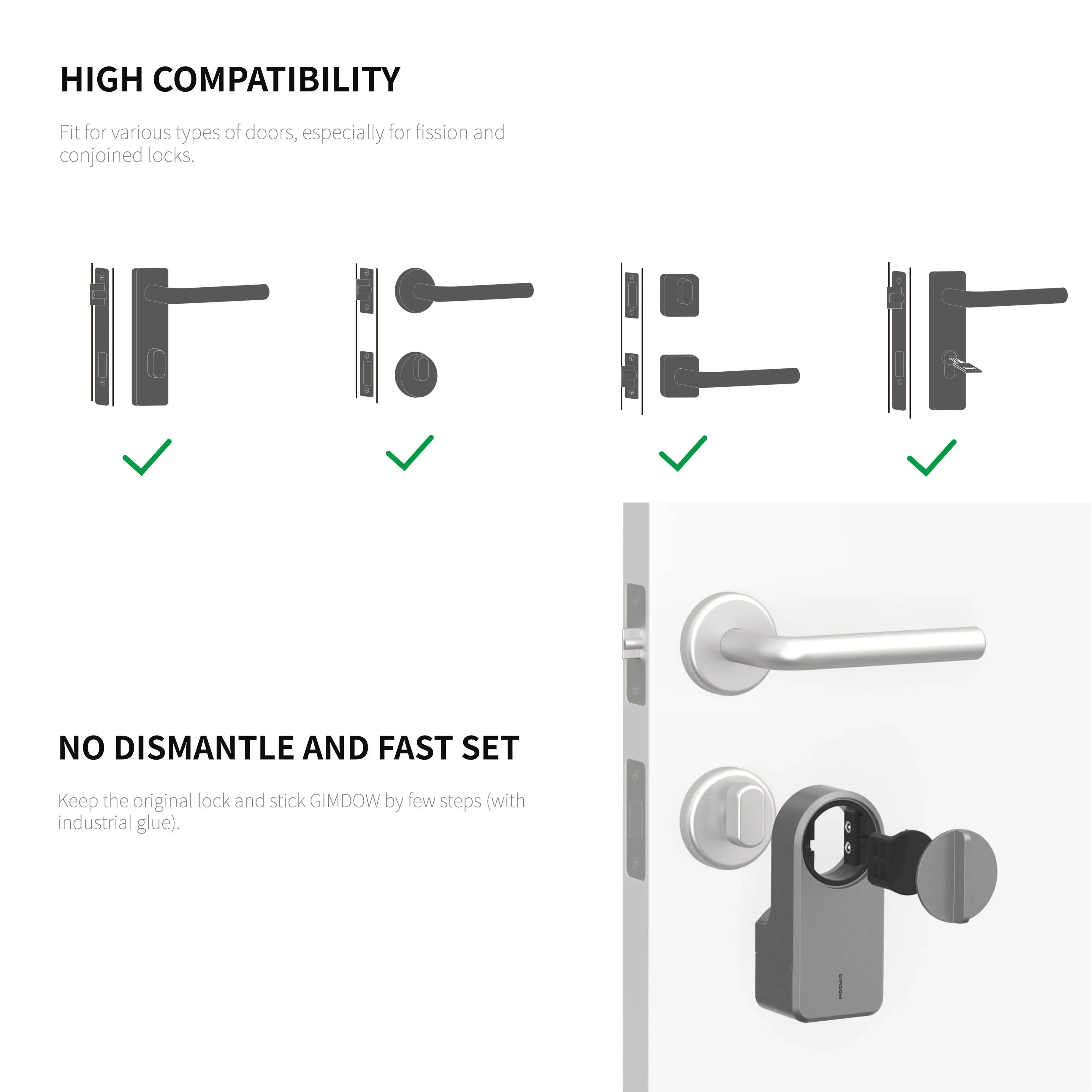 GIMDOW A3 Smart Door Electric Lock APP control buletooth Sticker lock safe electronic lock keylessentry door smart