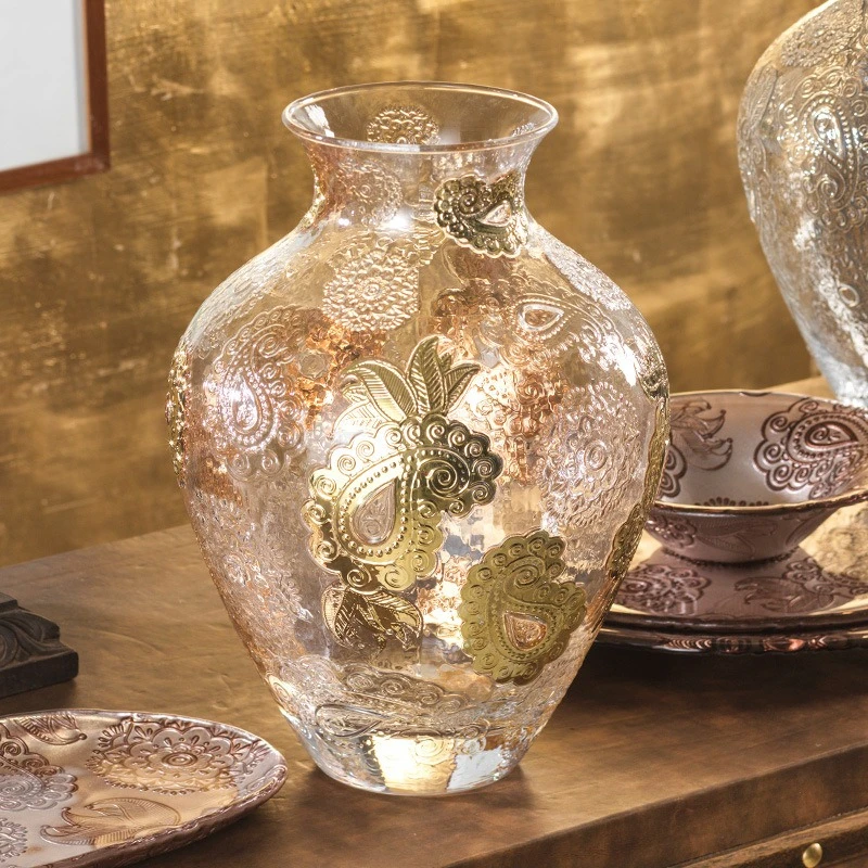 

Gold vase ornament, creative glass flower vase