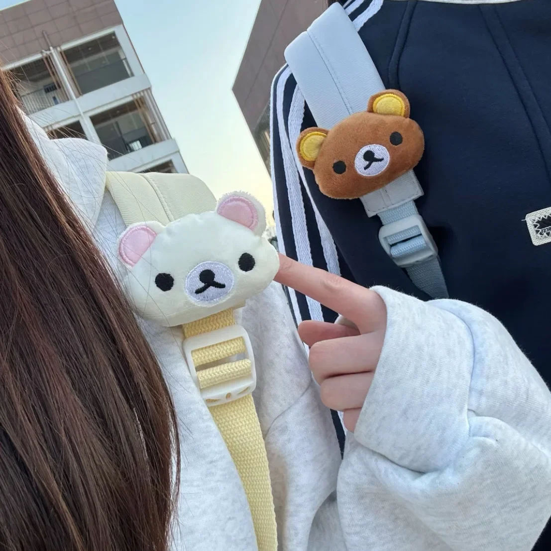 Cartoon Rilakkuma Kawaii Fluffy Cute Soft Plush Bear Keychain Bag Charm Backpack Decoration Pendant Gift For Bestie Friend Gifts