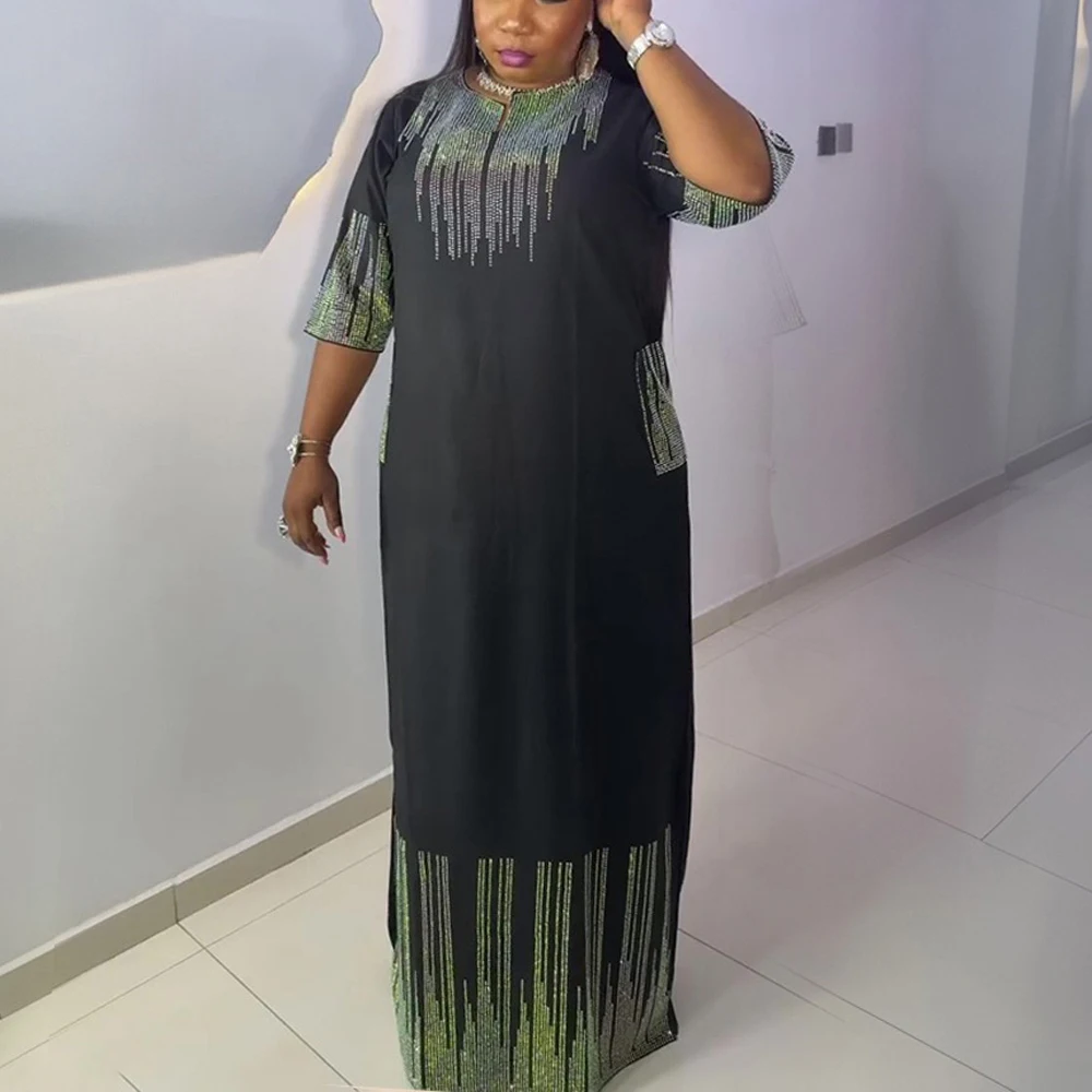 Abayas for Woman 2025 New Africa Cloth Dubai Turkey Diamond Fashion Caftan Boubou Birthday Wedding Party Robes Dress Wholesale
