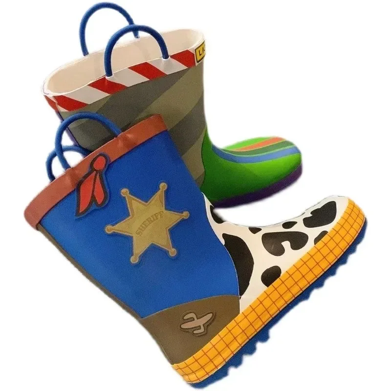 ديزني كارتون أطفال توي ستوري احذية المطر طالب احذية المطر أحذية الأطفال الموضة عدم الانزلاق أحذية قصيرة #5