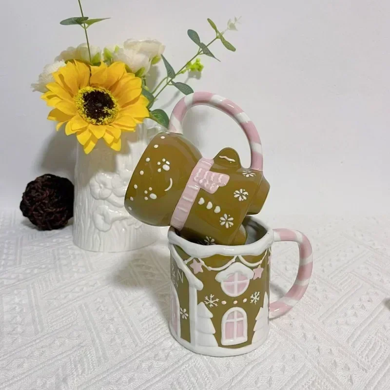 300ml Gingerbread Man Christmas Mug 3D Gingerbread Man Ceramic Cup Milk Coffee Water Cup Mug Gift