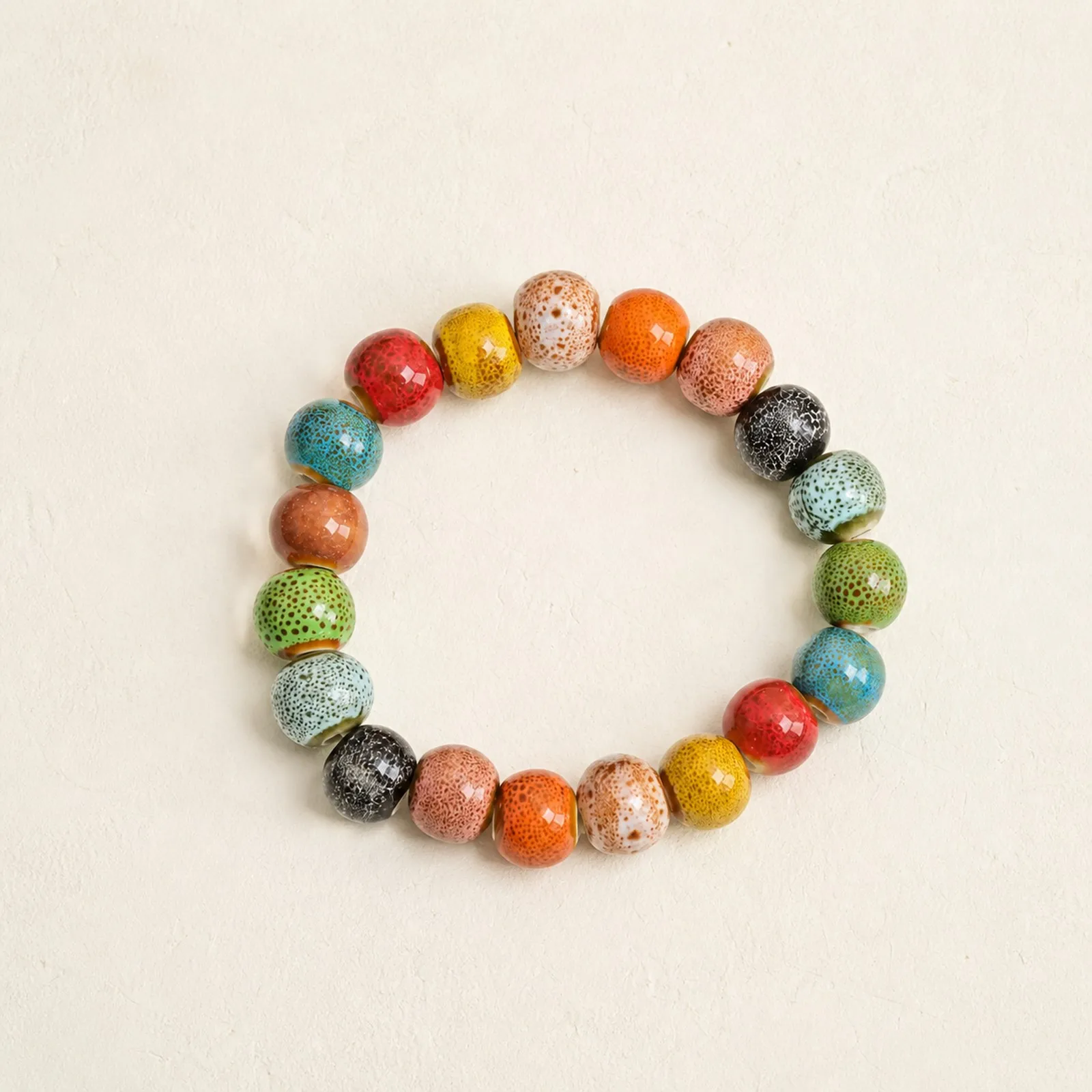 Color Bead Handmade Ceramic Bracelet Stretch Cord Woven Bracelet 10mm Beads 17-19cm Fashion Jewelry Gift Y260713-09