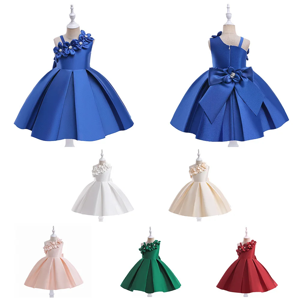 Xmas Gift Dress Party Girls Dress Elegant Bow Birthday Christmas Princess Kids Dress For Girls Wedding Bridemaid Prom Gown