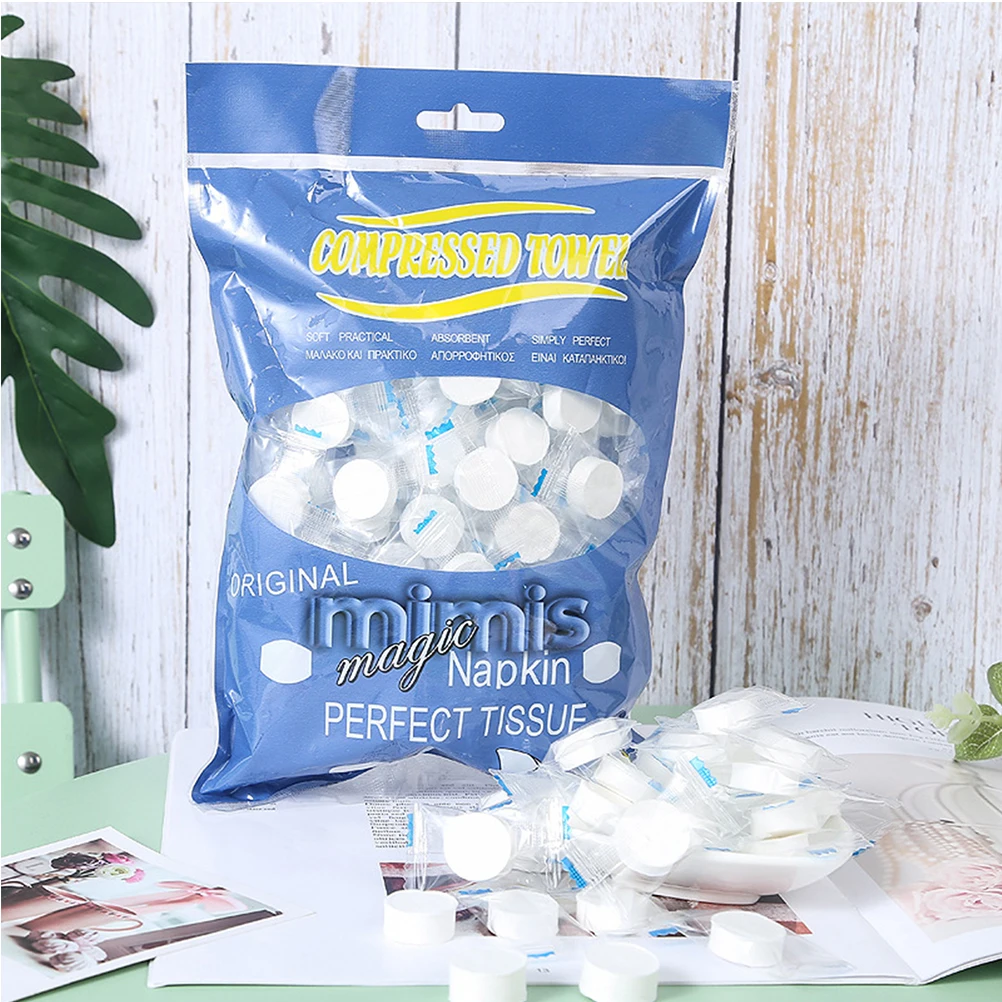 

100pcs Compressed Towel Soft Disposable Non-Woven Mini Travel Towels For Camping Salon Use Warm Cold Water Lightweight