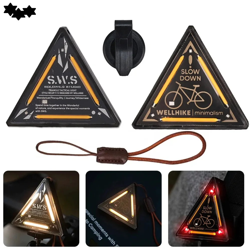 

LED Tactical Triangle Warning Light, 4 lighting modes, camping backpack light, adjustable brightness, waterproof for night hikin